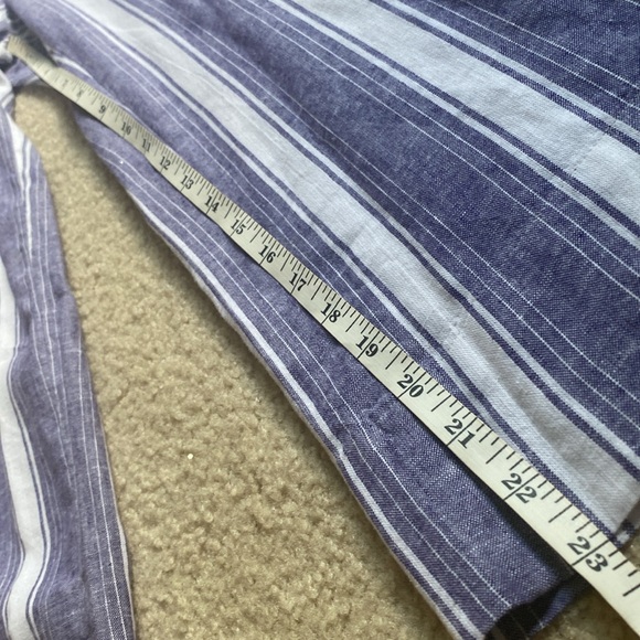 Loft Outlet Blue & White Striped Wide Leg Linen Blend Jumpsuit M - Picture 15 of 17